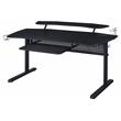 Bowery Hill Metal Frame Gaming Table with USB Port and LED Light in Black