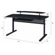 Bowery Hill Metal Frame Gaming Table with USB Port and LED Light in Black