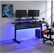Bowery Hill Metal Frame Gaming Table with USB Port and LED Light in Black
