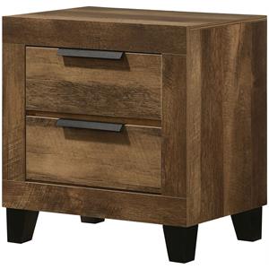 Bowery Hill 2-Drawer Nightstand in Rustic Oak with Dovetail Drawers