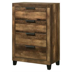 Bowery Hill Wooden 4-Drawer Chest with Metal Handle in Rustic Oak