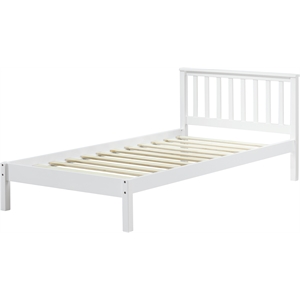 Bowery Hill Wooden Twin Panel Bed in White with Mission-Style Headboard