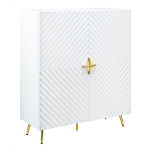 Bowery Hill 2-Door Accent Cabinet with Metal Legs in White High Gloss
