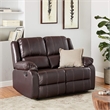 Bowery Hill Faux Leather Motion Reclining Loveseat in Brown with Rocker
