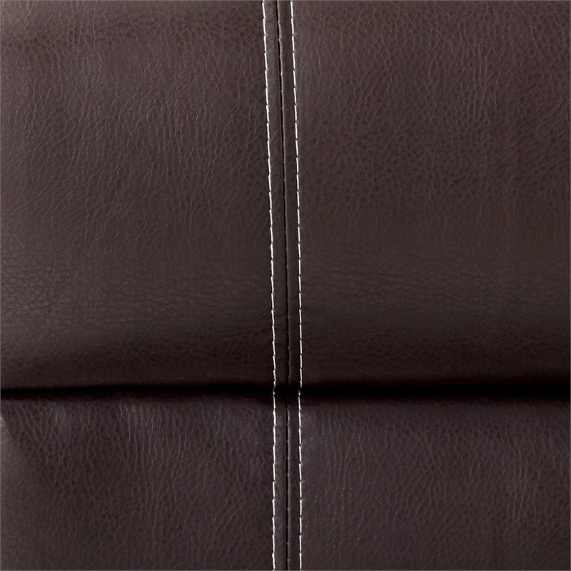 Bowery Hill Faux Leather Motion Reclining Loveseat in Brown with Rocker