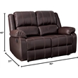 Bowery Hill Faux Leather Motion Reclining Loveseat in Brown with Rocker
