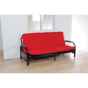 Bowery Hill Reversible Full Futon Mattress in Red and Black Poplin Fabric