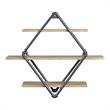 Bowery Hill 3-Shelf Wall Rack in Oak and Sandy Black with Diamond Frame