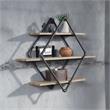 Bowery Hill 3-Shelf Wall Rack in Oak and Sandy Black with Diamond Frame