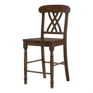 Bowery Hill Wooden Counter Height Chairs in Walnut Finish Set of 2