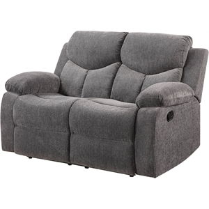 Bowery Hill Motion Reclining Loveseat in Gray Chenille with Cup Holder