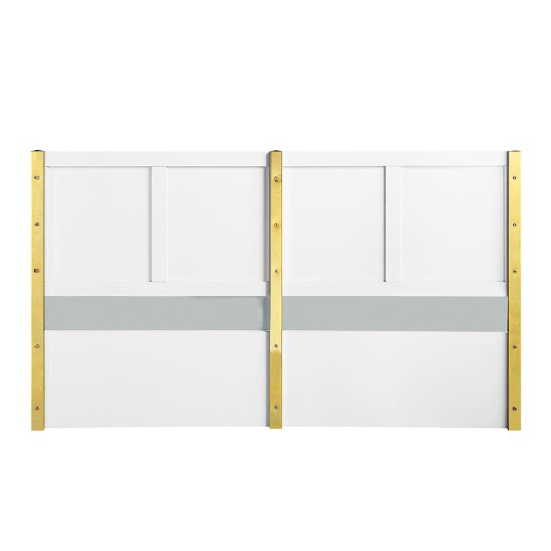 Bowery Hill Eastern King Bed with Metal Legs in White High Gloss Finish