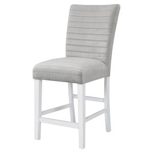 Bowery Hill Counter Chair in Gray Velvet and White High Gloss (Set of 2)