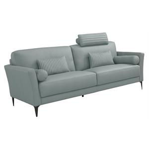 Bowery Hill Upholstered Sofa with 5 Pillows in Watery Leather