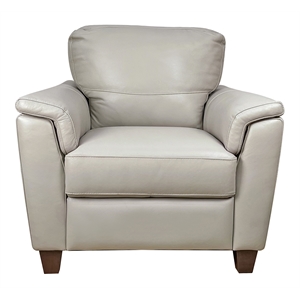 Bowery Hill Pillow Top Arm Chair in Beige Leather with Wooden Inner Frame