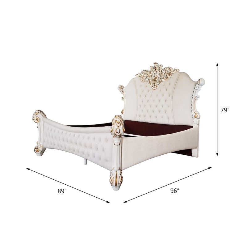 Bowery Hill California King Poster Bed in Two Tone Ivory Fabric