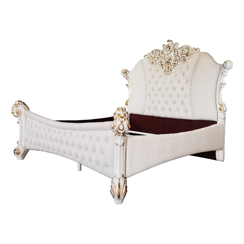 Bowery Hill California King Poster Bed in Two Tone Ivory Fabric