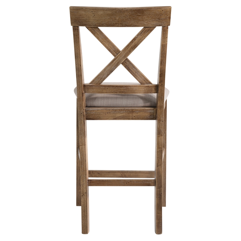 Bowery Hill Counter Height Chair Set in Tan Linen and Weathered Oak