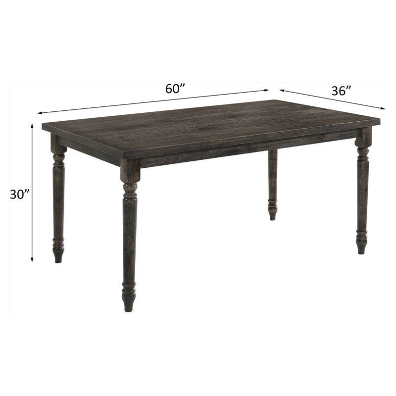 Bowery Hill Rectangular Turned Leg Dining Table in Weathered Gray