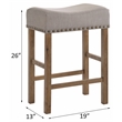 Bowery Hill Counter Height Stool Set in Tan Linen and Weathered Oak