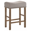 Bowery Hill Counter Height Stool Set in Tan Linen and Weathered Oak