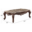 Bowery Hill Rectangular Coffee Table with Marble Top in Antique Oak