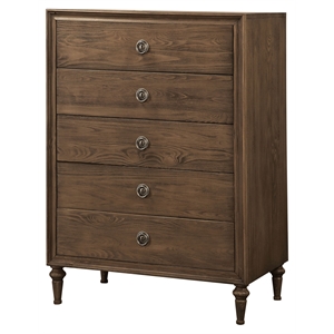 Bowery Hill Reclaimed Oak Wooden 5-Drawer Chest with Felt Lined Drawer