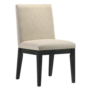 Bowery Hill Upholstered Side Chairs Set of 2 in Beige Fabric and Black
