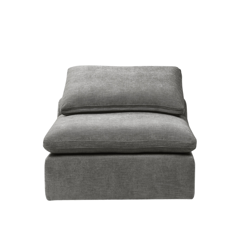 Bowery Hill Armless Modular Chair in Engineered Wood and Gray Linen
