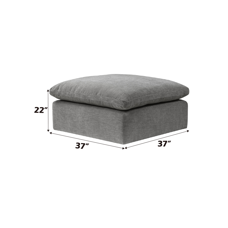 Bowery Hill Backless Ottoman with Engineered Wood and Linen Fabric in Gray