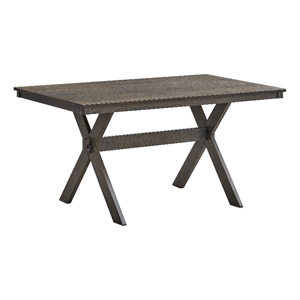 Bowery Hill Transitional Rubberwood Dining Table with X-Shaped Legs in Gray