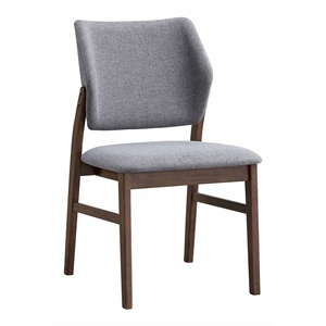Bowery Hill Fabric & Wood Side Chairs in Light Gray & Walnut (Set of 2)