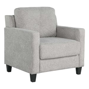 Bowery Hill Transitional Accent Chair in Taupe Wood and Chenille Upholstery