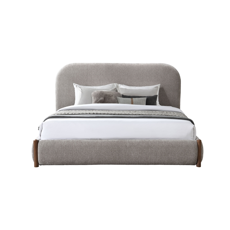 Bowery Hill Queen Upholstered Storage Bed in Rubberwood Gray Finish