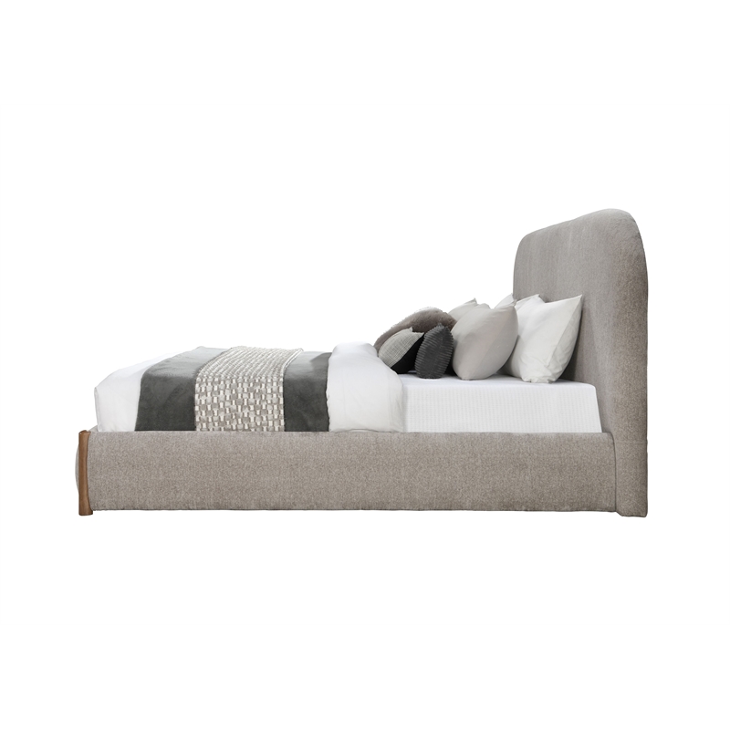 Bowery Hill Queen Upholstered Storage Bed in Rubberwood Gray Finish