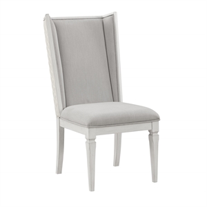 Bowery Hill Set of 2 Linen Upholstered Wingback Side Chairs in Gray