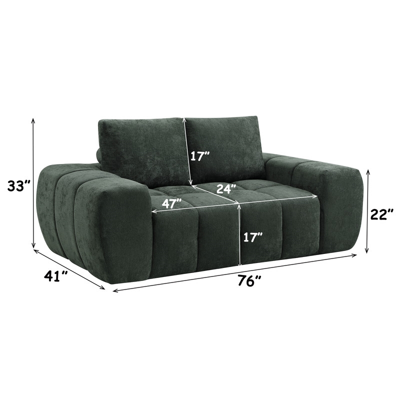 Bowery Hill Green Linen Loveseat for Living Rooms with Durable Upholstery