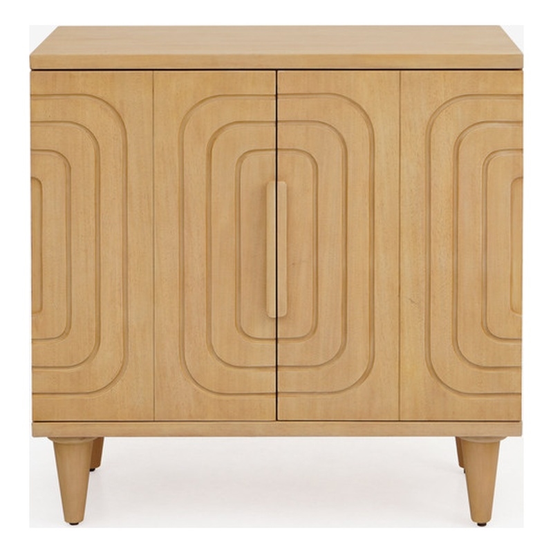 Bowery Hill Solid Wood Cabinet in Natural Oak with Tapered Legs