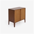 Bowery Hill Cabinet with Rattan Door Fronts in Walnut Finish