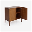 Bowery Hill Cabinet with Rattan Door Fronts in Walnut Finish
