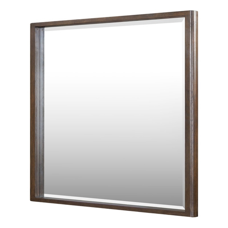 Bowery Hill Mirror with Wooden Frame in Brown Oak Finish and Clean Lines
