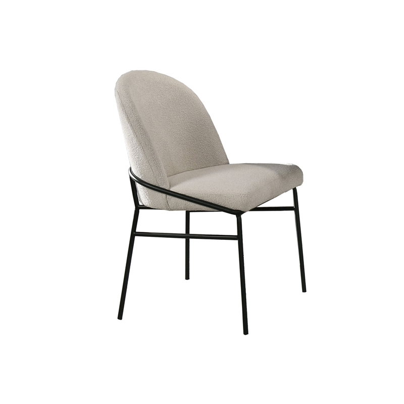 Bowery Hill Side Chair Set of 2 in Chenille and Black with Metal Legs