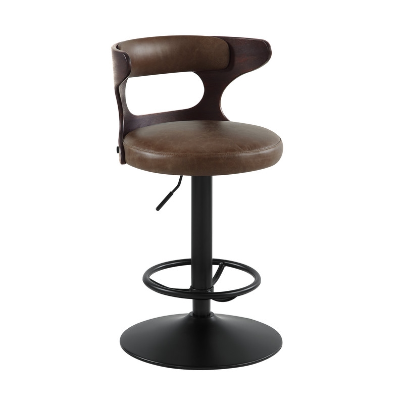 Bowery Hill Adjustable Swivel Chair in Brown Top Grain Leather