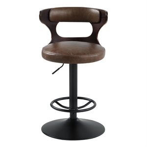 Bowery Hill Adjustable Swivel Chair in Brown Top Grain Leather