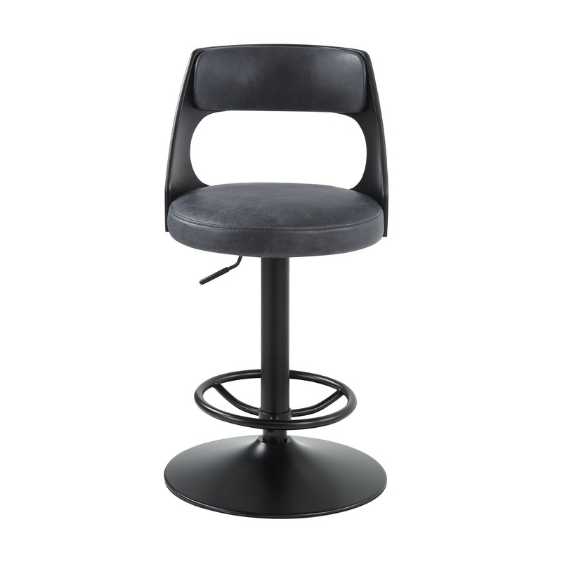 Bowery Hill Adjustable Swivel Chair in Antique Ebony Leather