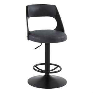 Bowery Hill Adjustable Swivel Chair in Antique Ebony Leather