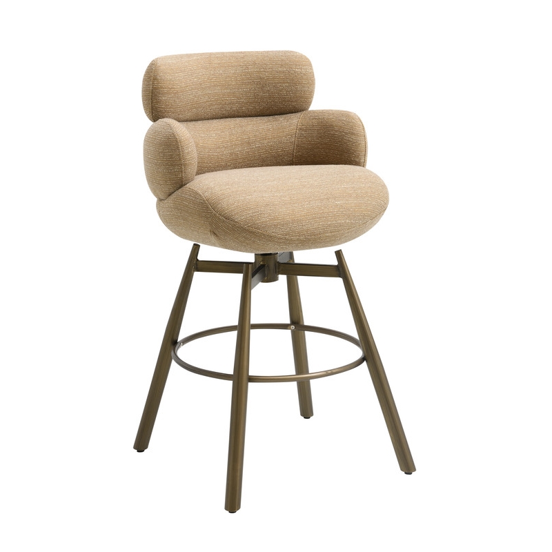 Bowery Hill Counter Height Swivel Chair in Taupe Chenille & Bronze