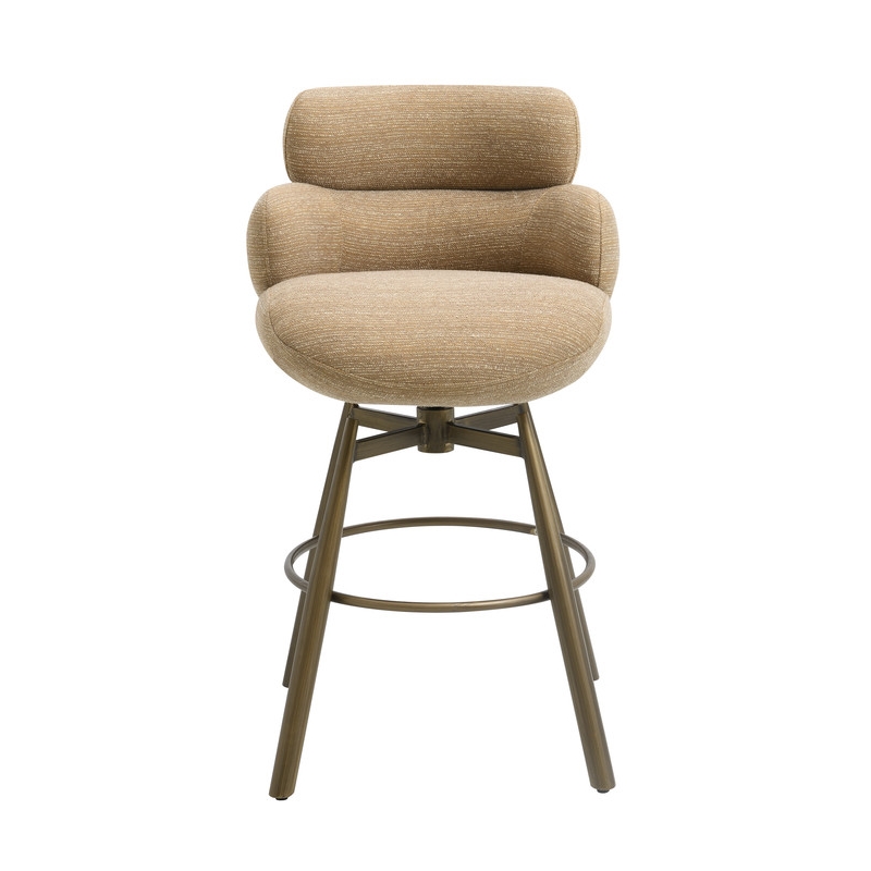 Bowery Hill Counter Height Swivel Chair in Taupe Chenille & Bronze