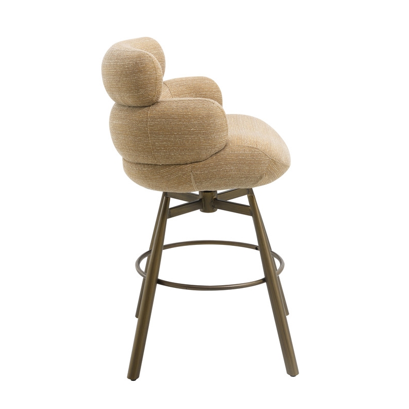 Bowery Hill Counter Height Swivel Chair in Taupe Chenille & Bronze