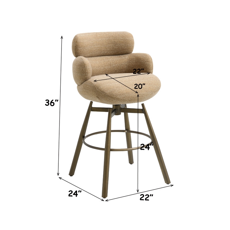 Bowery Hill Counter Height Swivel Chair in Taupe Chenille & Bronze